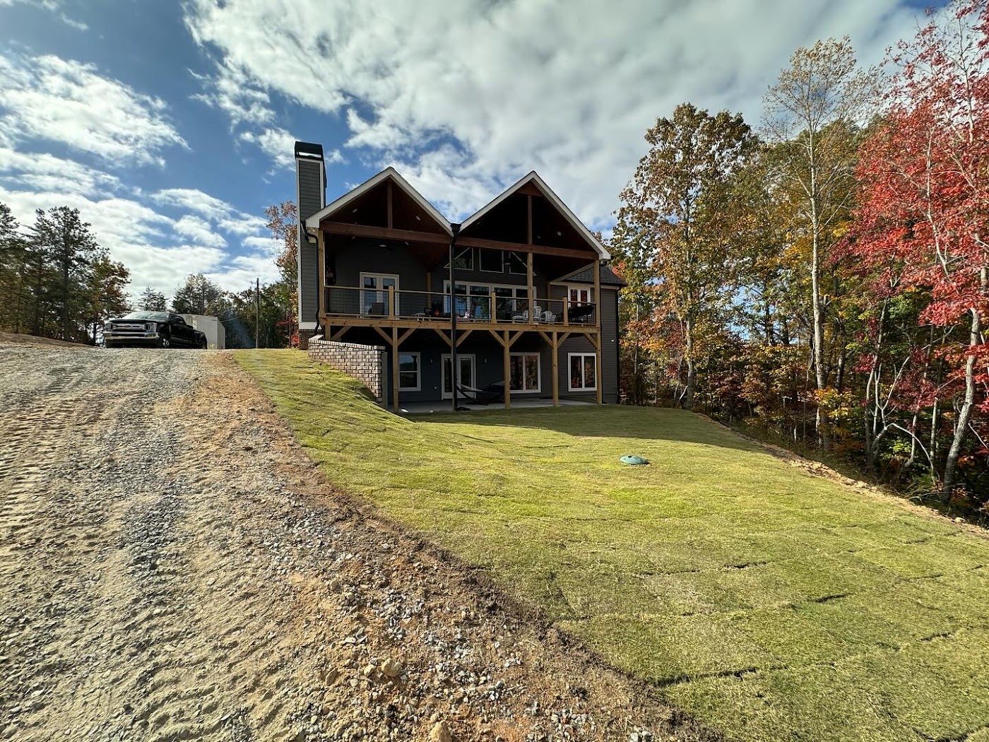 Graded hillside and sod