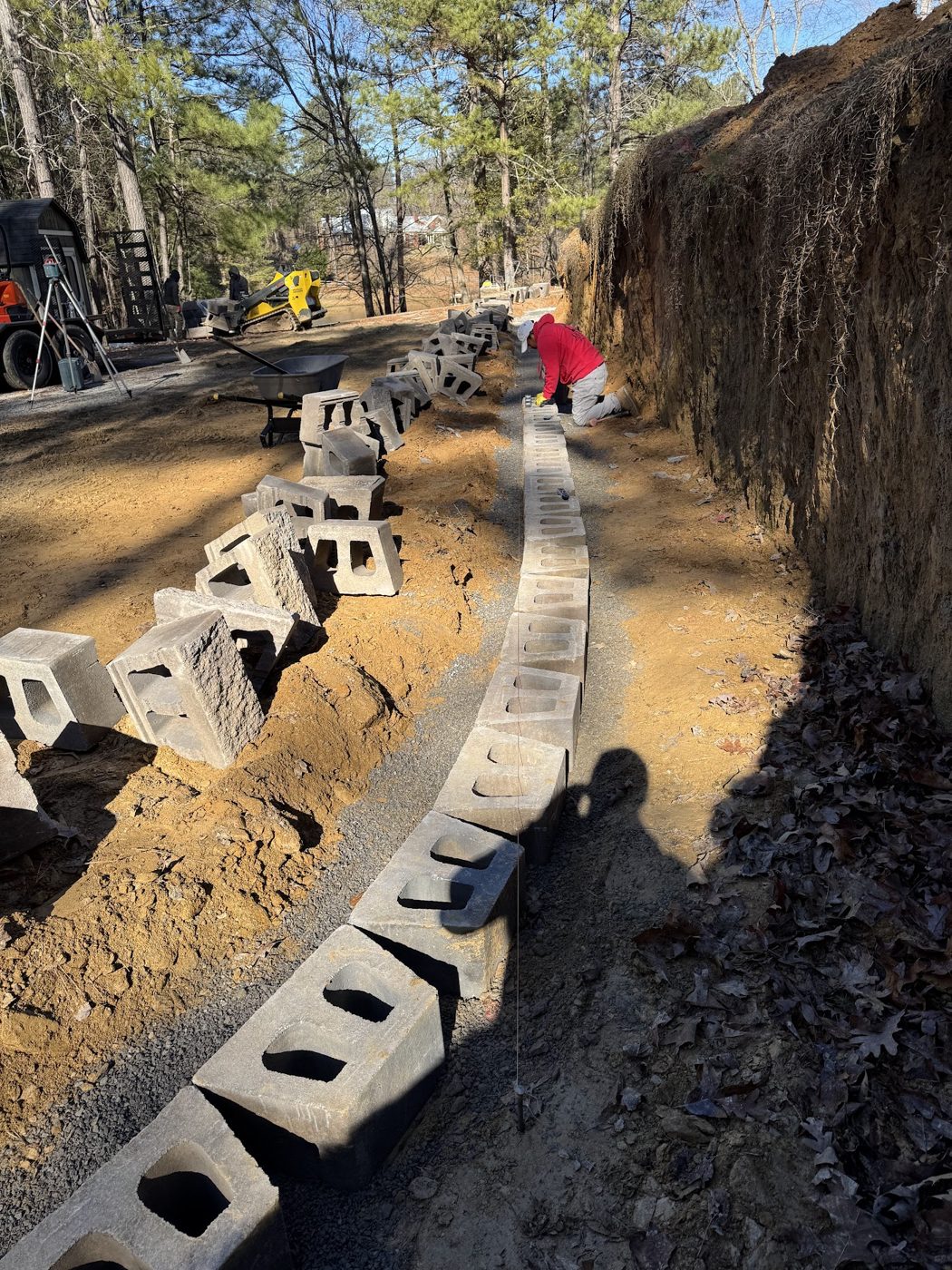 Retaining wall under construction